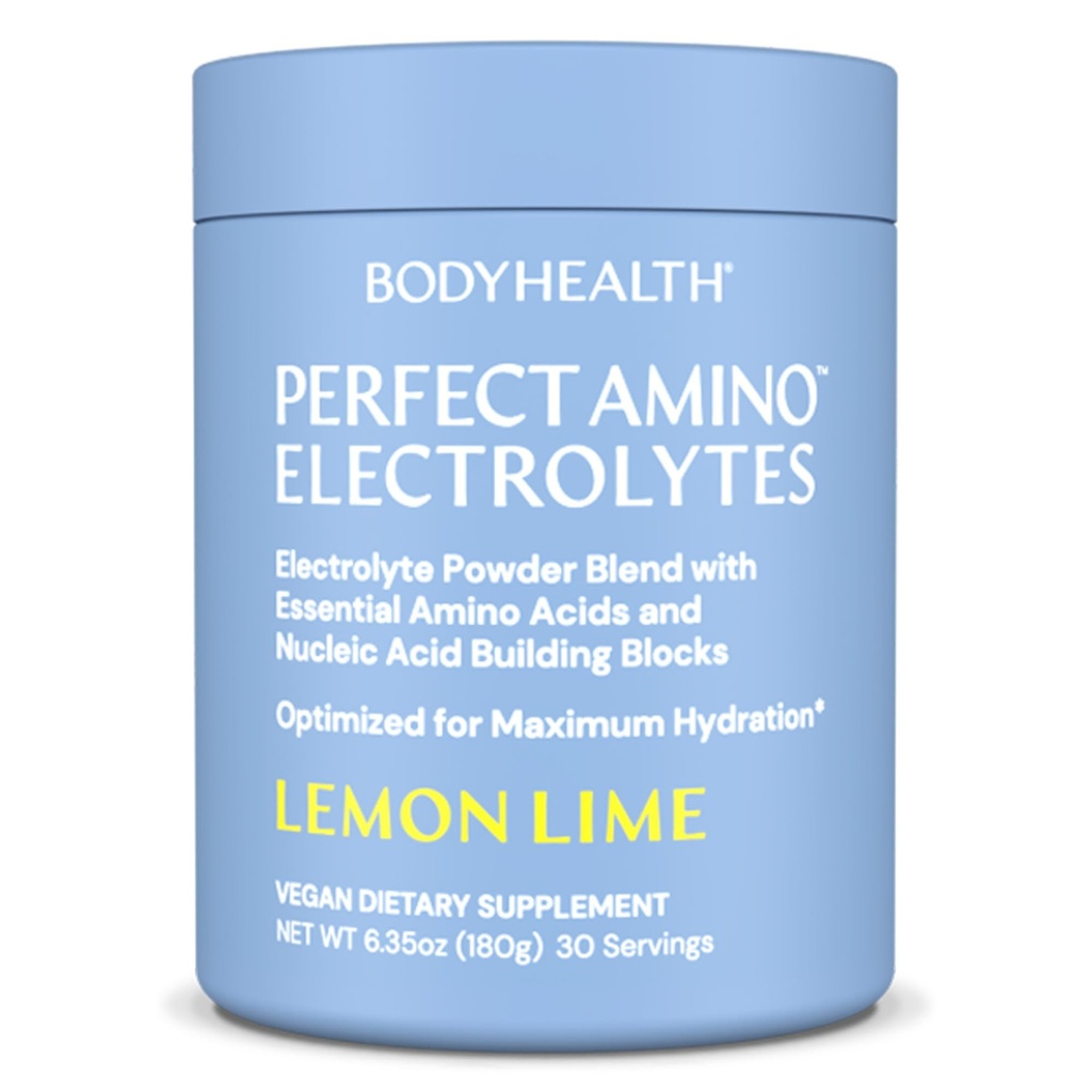 BodyHealth PerfectAmino Elektrolit v prahu Brez sladkorja, Hidracija Tesnjenje Keto Zero Sugar Elektroliti Drink Mešamo s sledmi mineralov - limona limona - 30 Strežnice