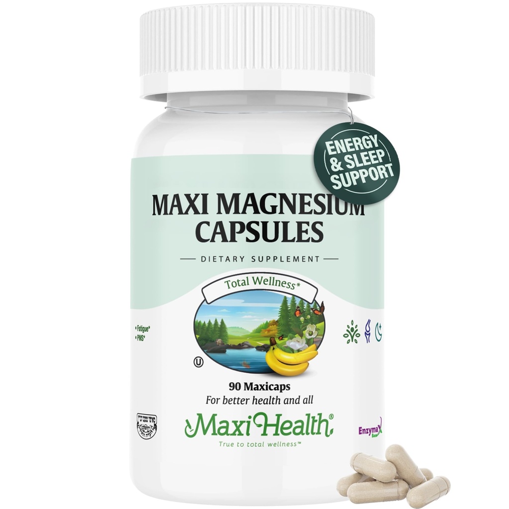 Maxi Health Magnezij Kapsule - Proizvodnja energije - Muscle & Živec Zdravje - Podpora kosti - Magnezij Dodatek iz magnezijevega oksida, Magnezij Glycinate Chelat in magnezijev Citrat - 90 Število Maxi zdravje