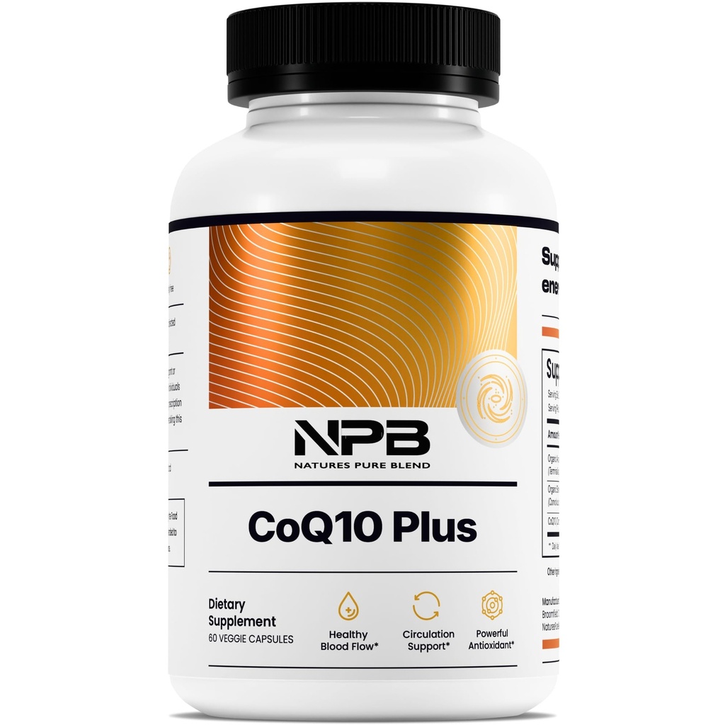 Naravna čista mešanica CoQ10 Plus – antioksidantna formula z Arjuna & Shankhpushpi – CoQ10 Ubikinol za kroženje, pretok krvi in energijo – koencim Q10 dodatek za imunski sistem – 60 kapsul