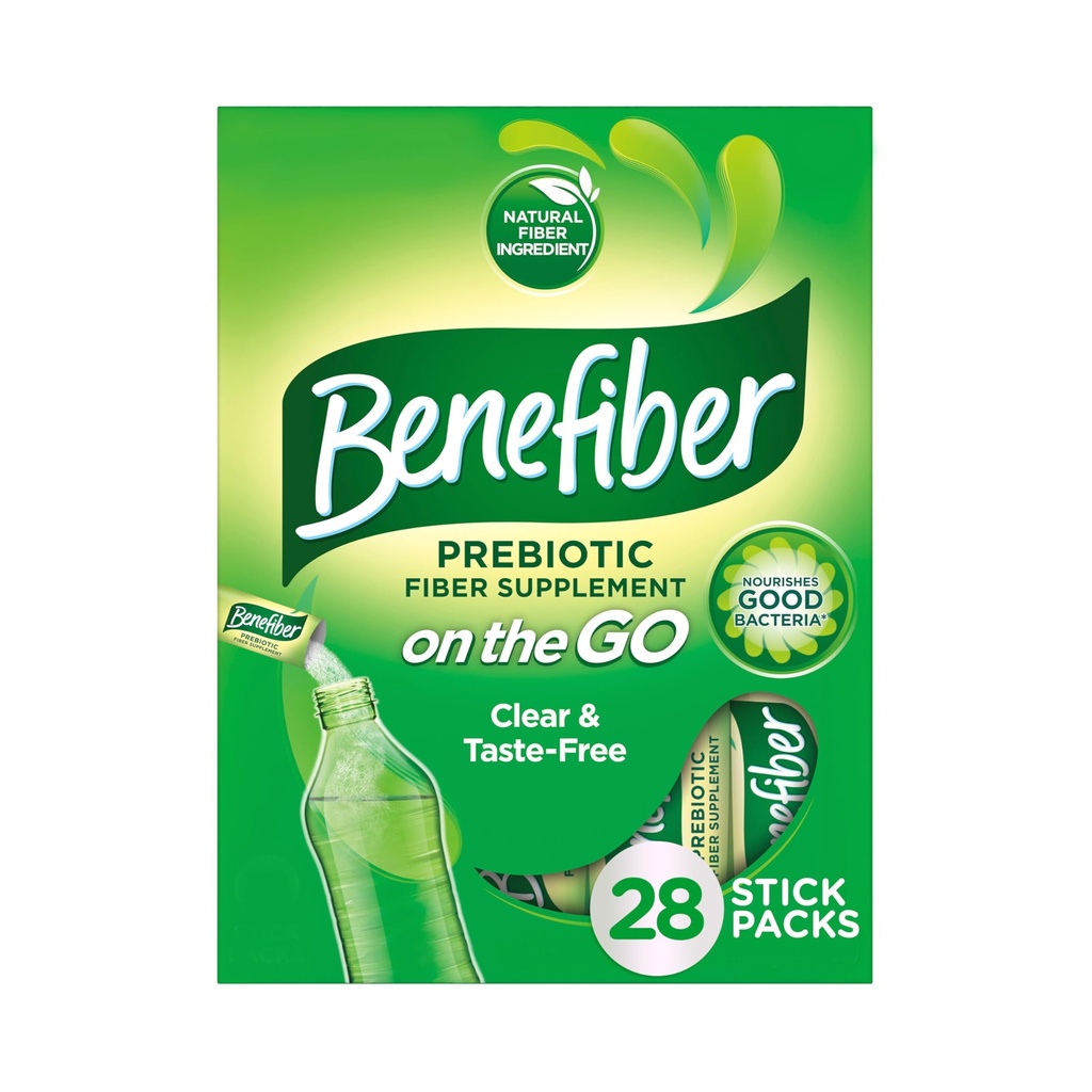 Benefiber On The Go Prebiotic Fiber Supplement prašek za digestivno zdravje, Daily Fiber prašek, Nearomatizirani prašk Packs - 28 palice (3.92 Ounces)