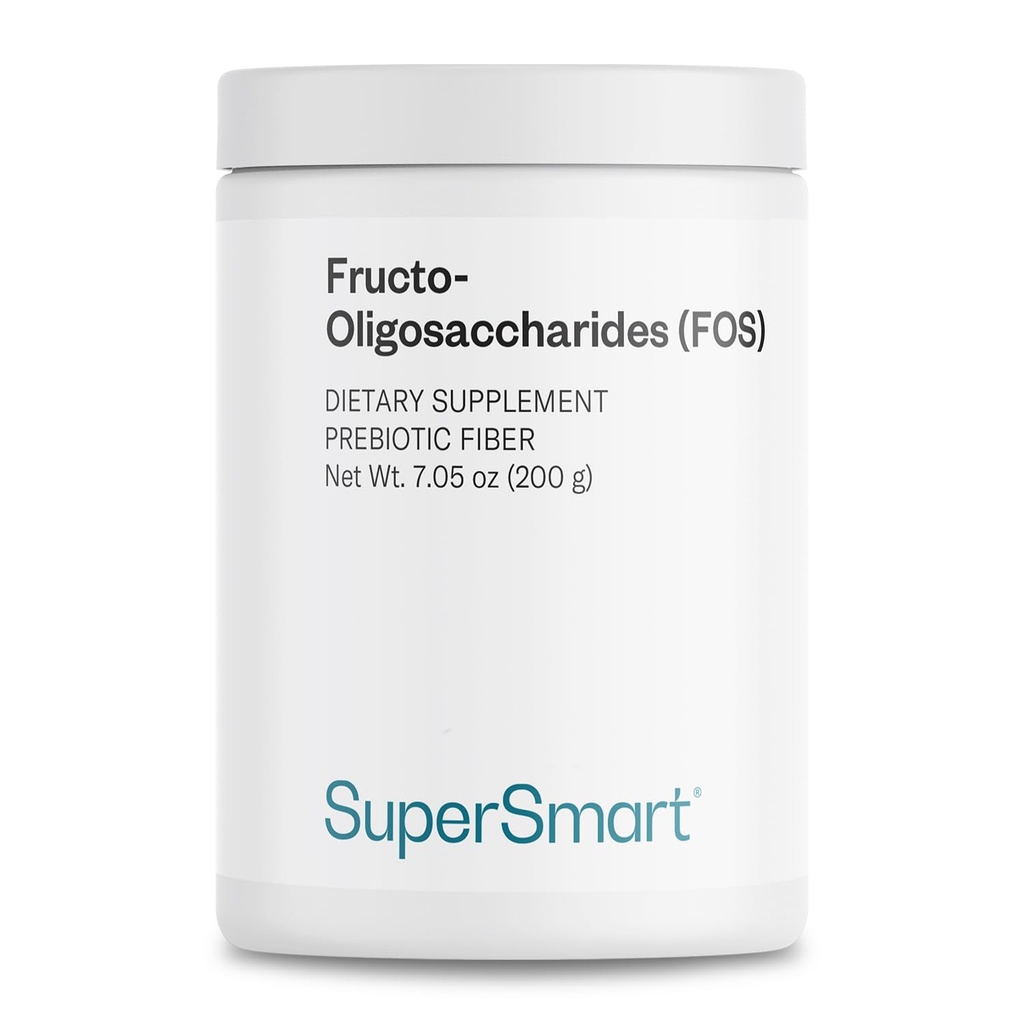 Supersmart Fructo Oligosaccharides Powder (Prebiotics FOS) - Oligofructose Inulin - Fiber Supplement | Non-GMO & Gluten Free - 200 g