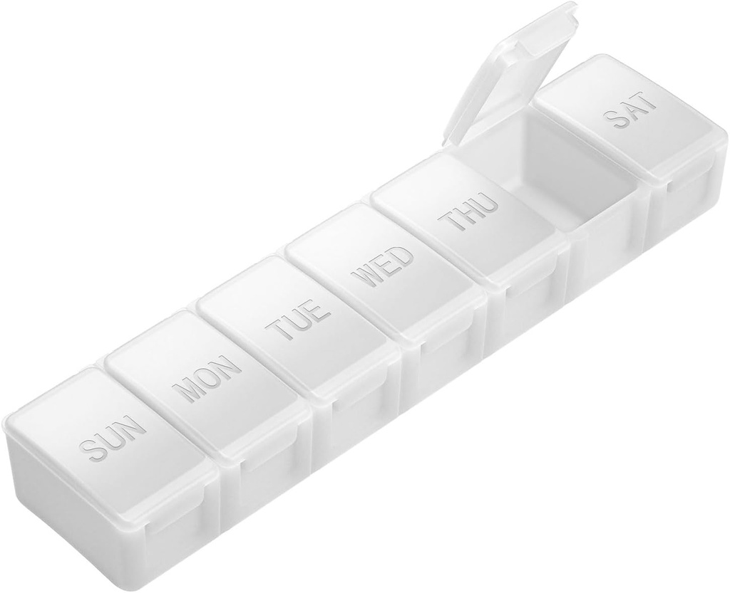 Ekstra velike tablete Organizator Tedensko, KAPENS Dnevne tablete zaboj velike zmogljivosti Kompartmenti, 7 Day Tablete Vsebniki za medicinske dodatke Vitamin ribje olje, Bela