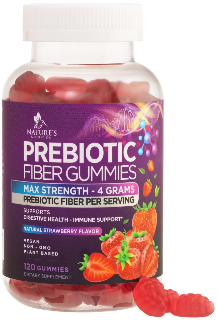 Fiber Gumies za odrasle, Daily 4g Gummy Fiber dopolnilo, Prebiotic Gummy Pregestive Health Support - Rastlinski temelji Topni Fiber Chews, Prebiotiki Podpira Rednost & Prebava Non-GMO - 120 Gumies