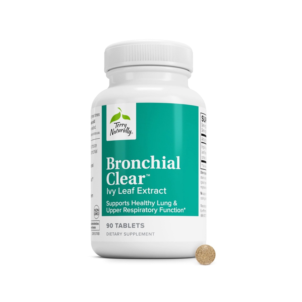 Terry seveda Bronchial Clear - 90 tablete - Pomirjujoče Lung & Zgornje dihalne funkcije podporna dopolnila, neumiljive, ne-Jitry - Non-GMO, Gluten-free - 90 sluge