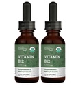 USDA Ekološki vitamin B12 2000mcg Podjezični tekoči dodatek (2-Pack) - Veganske metilkobalamin kapljice za naravno energijo, vzdrževanje presnove in podporo imunskega sistema - 1 Fl Oz