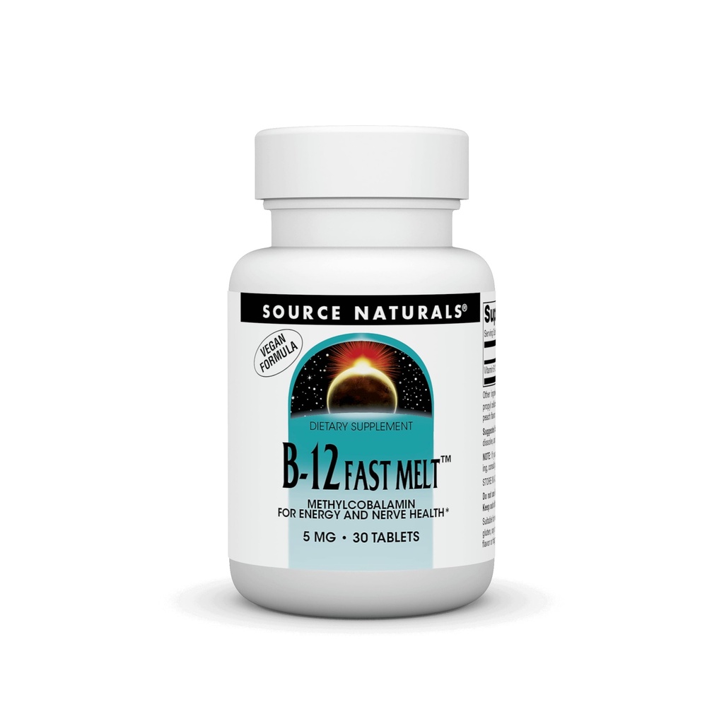Vir Naturals Vitamin B-12, Podpira proizvodnjo energije* 5 mg - 30 Fast Melt Vegan Formula