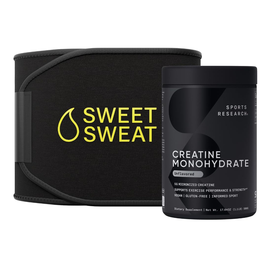 Športne raziskave Kreatin Monohidrat in Sweet Waist Trimmer - Črna in rumena (majhna)