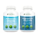 Kalijev klorid 99mg + magnezijev glicinat 400mg - 365 + 270 tablet - Vegetarian Bundle - Made in USA