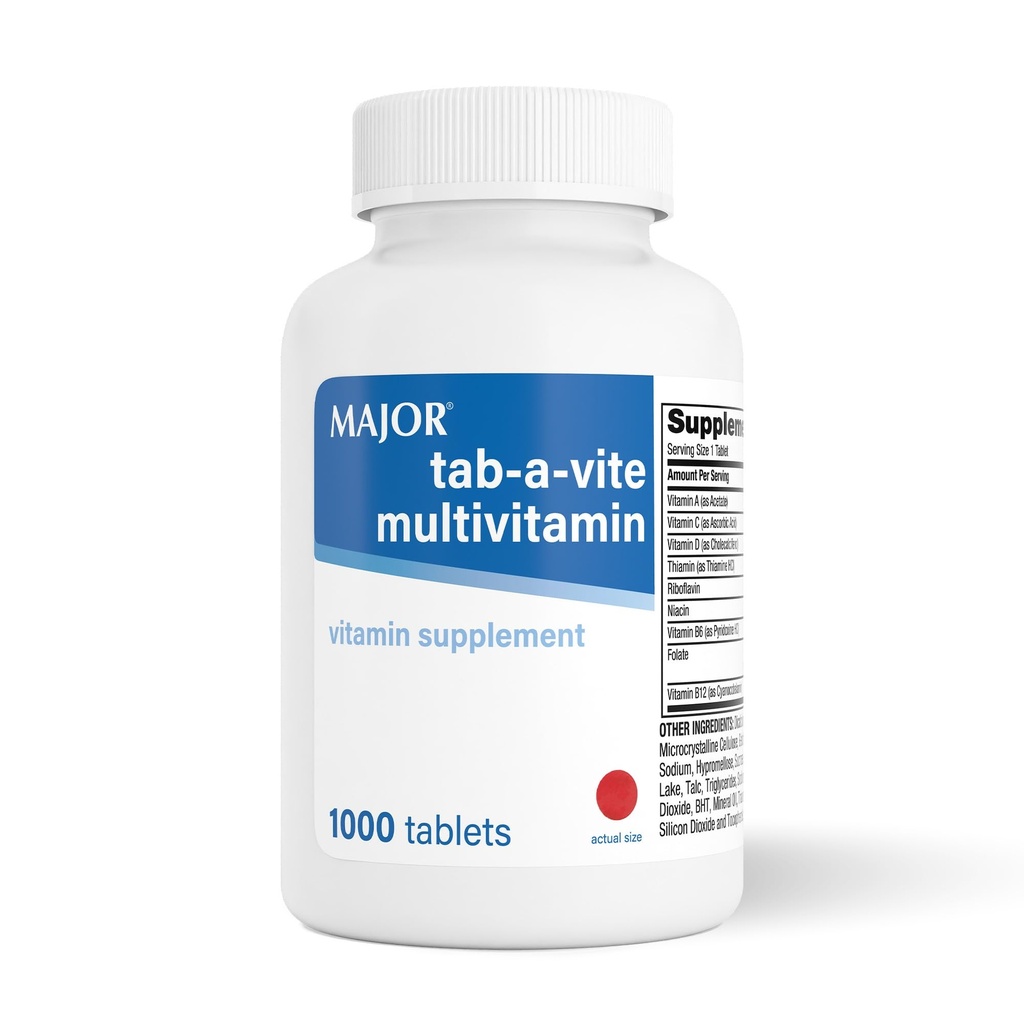 MAJOR Tab-A-Vite Multivitamin Tablets - Gluten-Free Multivitamin for Adults, Supports Overall Health, Multimineral Supplement, 1000 Count