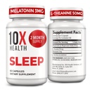 10X dopolnila za zdravo spanje za odrasle - 60 kapsul - melatonin 3mg, L Theanin, Magnezij dodatek, magnezijev oksid za globoko, boljši počitek in sprostitev - 3-v-1 naravna podpora za spanje