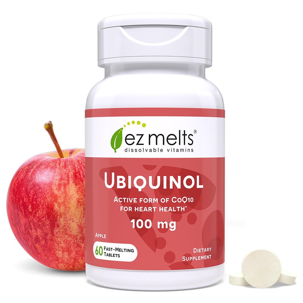 EZ taline Razrešljiv Ubikinol 100mg, aktivna oblika CoQ10, Heart Health dopolnila za moške in ženske, brez sladkorja, 2-mesečni dobave - 1 paket