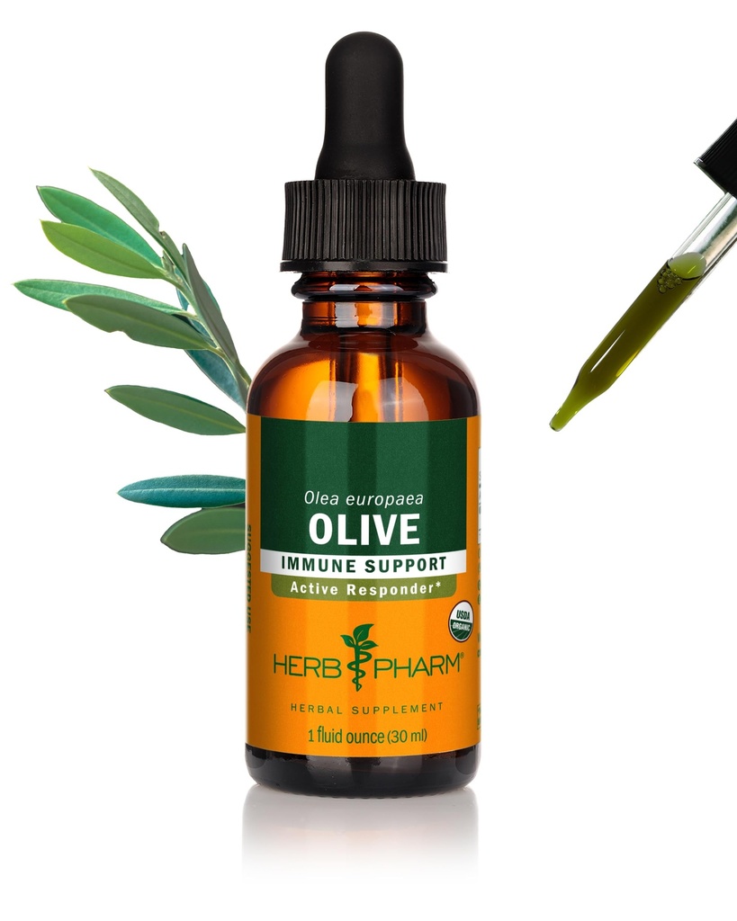 Herb Pharm Certified Organic Olive Leaf Tekoči ekstrakt za podporo imunskega sistema - 1 Ounce