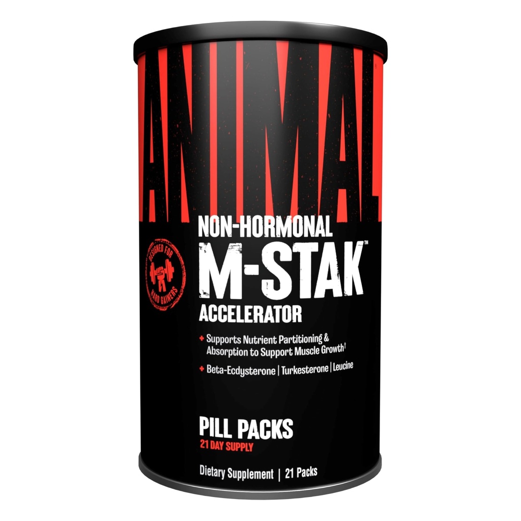 Animal M-Stak - Muscle Builder in Anabolic Mass Gainer dodatek za bodybuilding - Lean Muscle Growth, Amino Complex in pred vadbo energije, 21 paketov