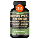 Gade Nutrition Resveratrol Berberine Quercetin Grozdje Izvleček zelenega čaja Izvleček N-Acetil Cisteine - 14 v 1 Complex Supplement za ženske in moške s potentnimi antioksidanti - Izdelano v ZDA