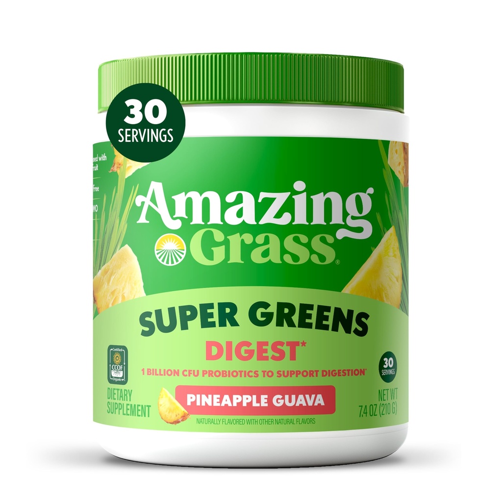 Neverjetna travnata zelena mešanica: Super zelena powder smoothie Mix for Digestion Podpora z organsko spirulina, Klorella, pesa koren prahu, Prebavne encimi in probiotiki, 30 Servinges