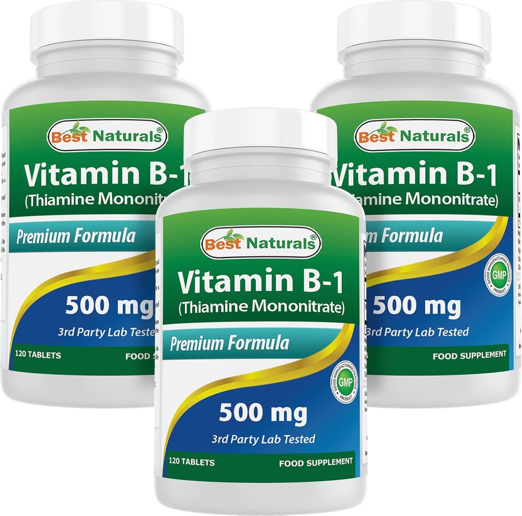 Najboljši naravni vitamin B1 kot tiamin mononitrat 500 mg 120 tablete (120 število (paket 3))