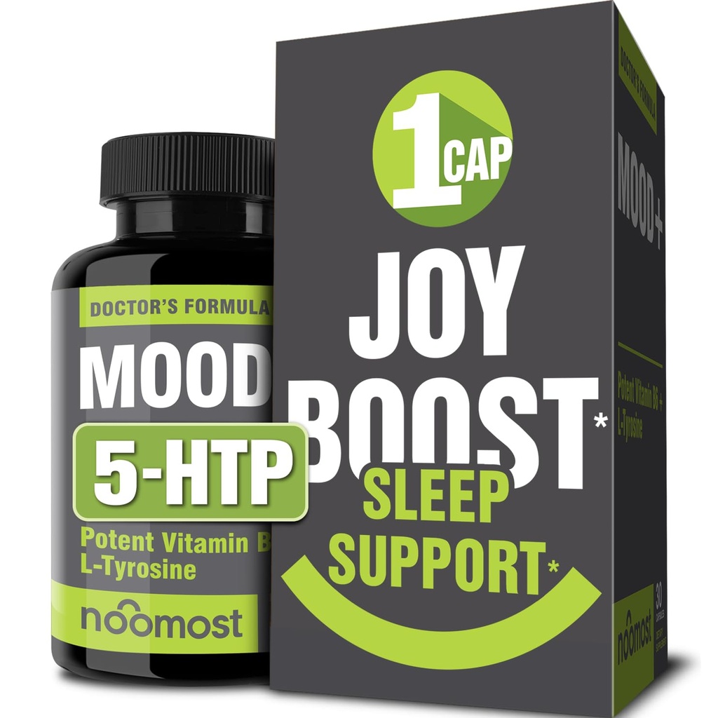 NooNajbolj razpoložena podpora dodatek za Mood Boost, Calm Mind & Telo, Stress Response, Energy Supplement – Zeliščni adaptogeni: Ashwagandha, L Tirozin, 5 HTP, Passion Flower, 30 grofov