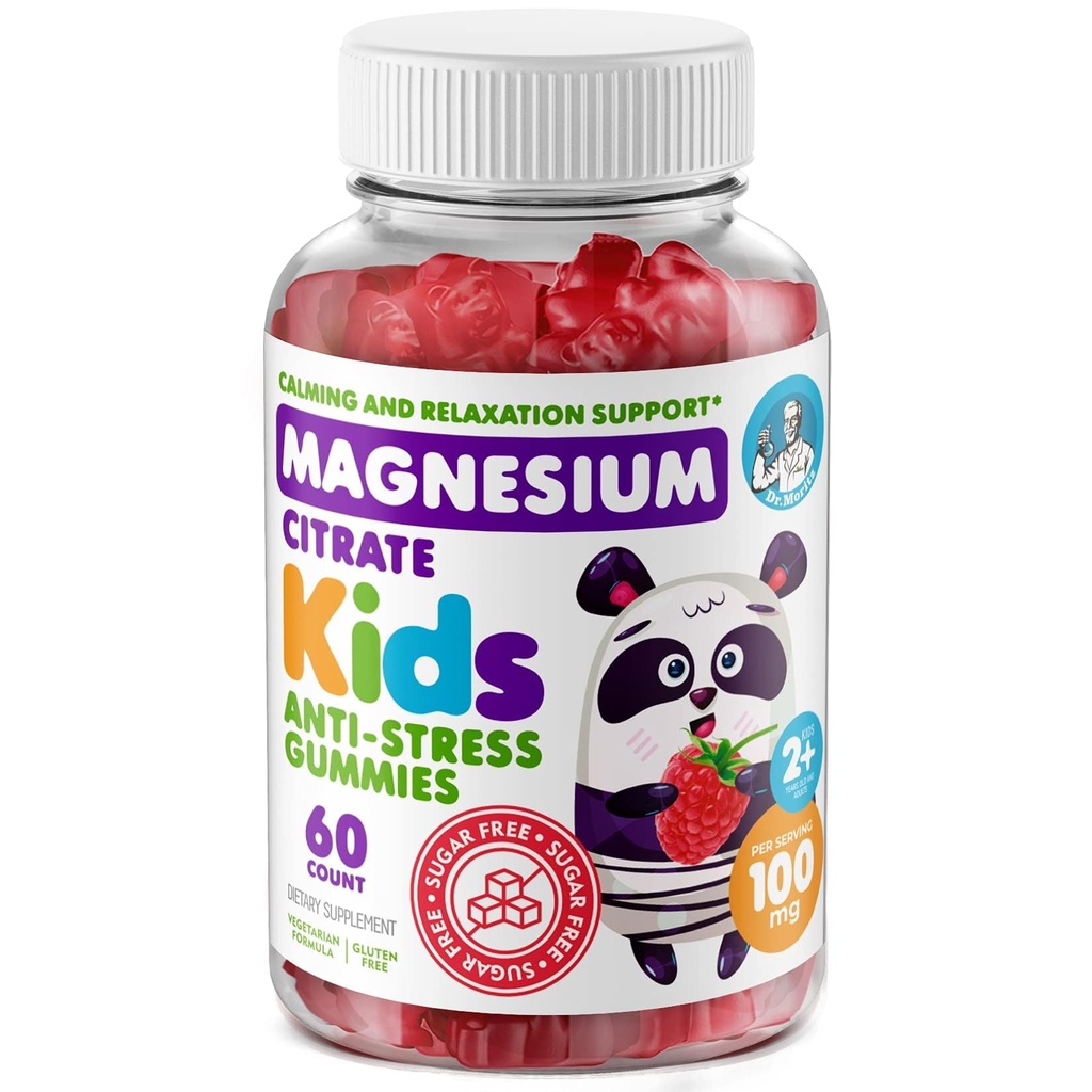 DR. MORITZ Sugar-free Calm Magnezij Gumies za otroke in odrasle - Non-GMO otroci Magnezij Gumies - Raspberry Flavor - 1-Pack (60 Count)