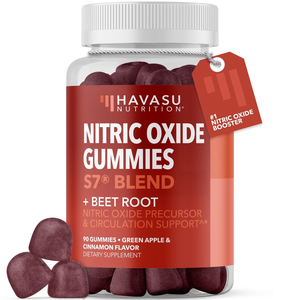 Dušikov oksid Gumiji za moške in ženske z L-Arginin in Beet Root - NO Gumiji za vzdržljivost in okrevanje - 90 Count - Zelena Apple in Cinamon Flavor - Vegan, Non-GMO, 1 mesec dobave