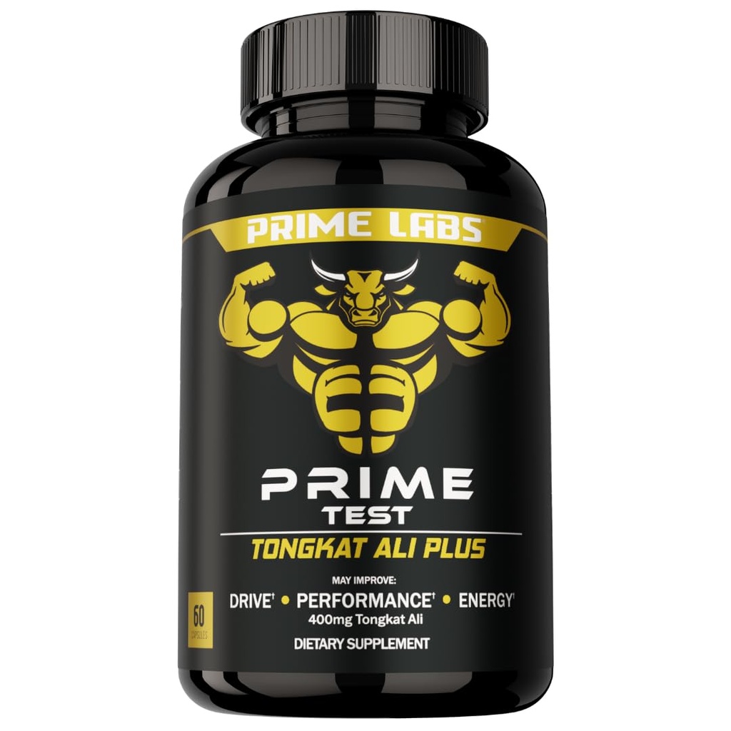 Prime Labs Tongkat Ali za moške - Plus organska črna Maca Koren in Tribulus Terrestris - Performance, Vitalnost, Energija - 60 Count