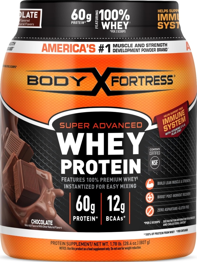 Body Fortress 100% Whey, Premium Protein Powder, Čokolada, 1,78lbs