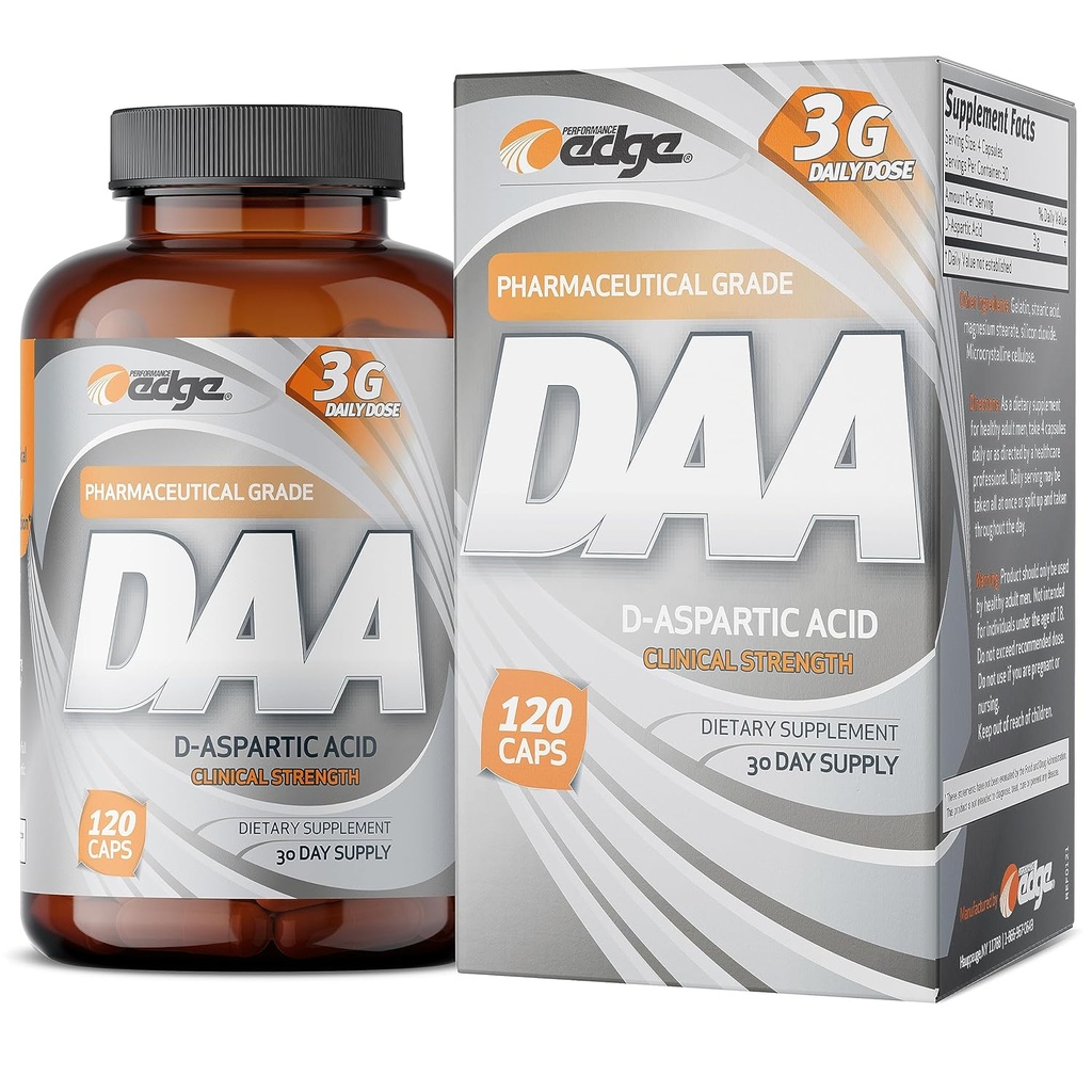 Performance Edge DAA D-asparaginska kislina 3g dnevni odmerek 30 dni zaloga, 120 kapsul