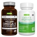 Vegansko Omega-3 + Kalcij & Magnezijev kompleks Vegan Bundle, trajnostno EPA & DHA Algae olje 1340mg + 2:1 Rastlinski mineralni kompleks Algae, Igennus
