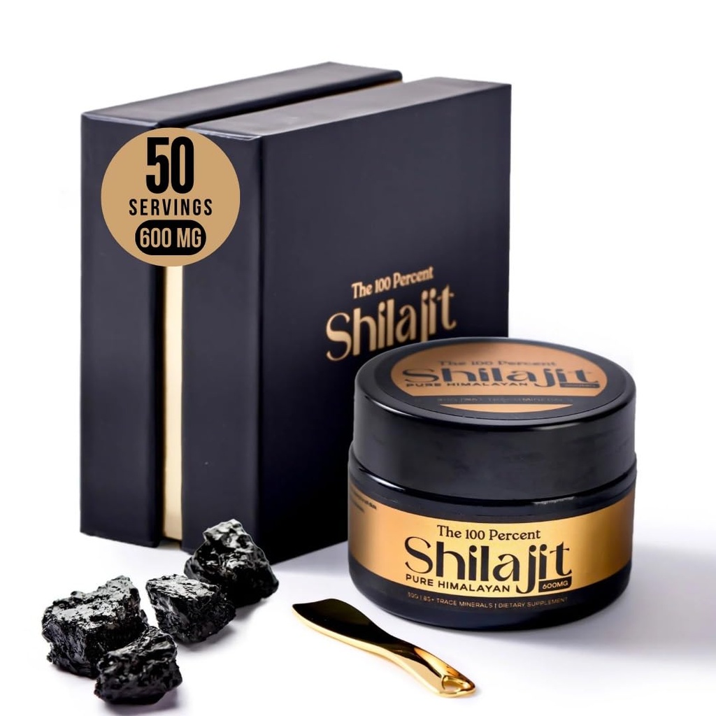 Čisti himalajski shilajit za moške in ženske 600mg, 50 Služabniki - zlata stopnja, laboratorij test vključen, Največja moč Fulvična kislina z 85+ Trace minerali, izvzet iz najvišje višine
