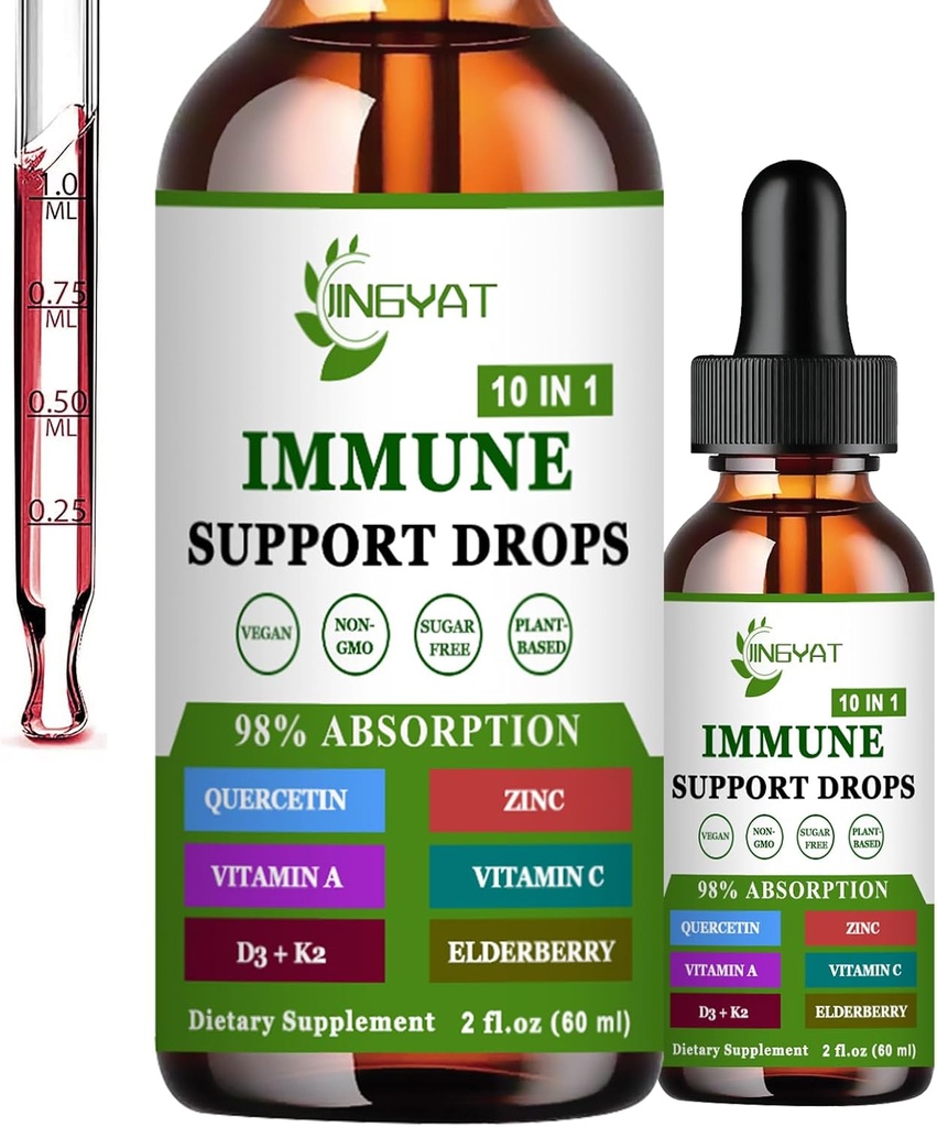 Cink Quercetin z bromelainom Vitamin C D3 Tekoče kapljice Imunska podpora z vitaminom A K2 Echinacea Klorophyll in Elderberry - 10 in1 Imunska obramba Kapljice kompleks za zdravje imunitete