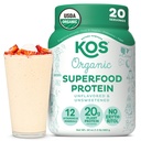 KOS Vegan Beljakovinski prah, nearomatizirana in nesladkana beljakovinska mešanica z nizko vsebnostjo ogljikovih hidratov, organska superživila bogata z vitamini in minerali - Keto, soja, mlečni izdelki - nadomestek za ženske in moške - 20 Služabnikov