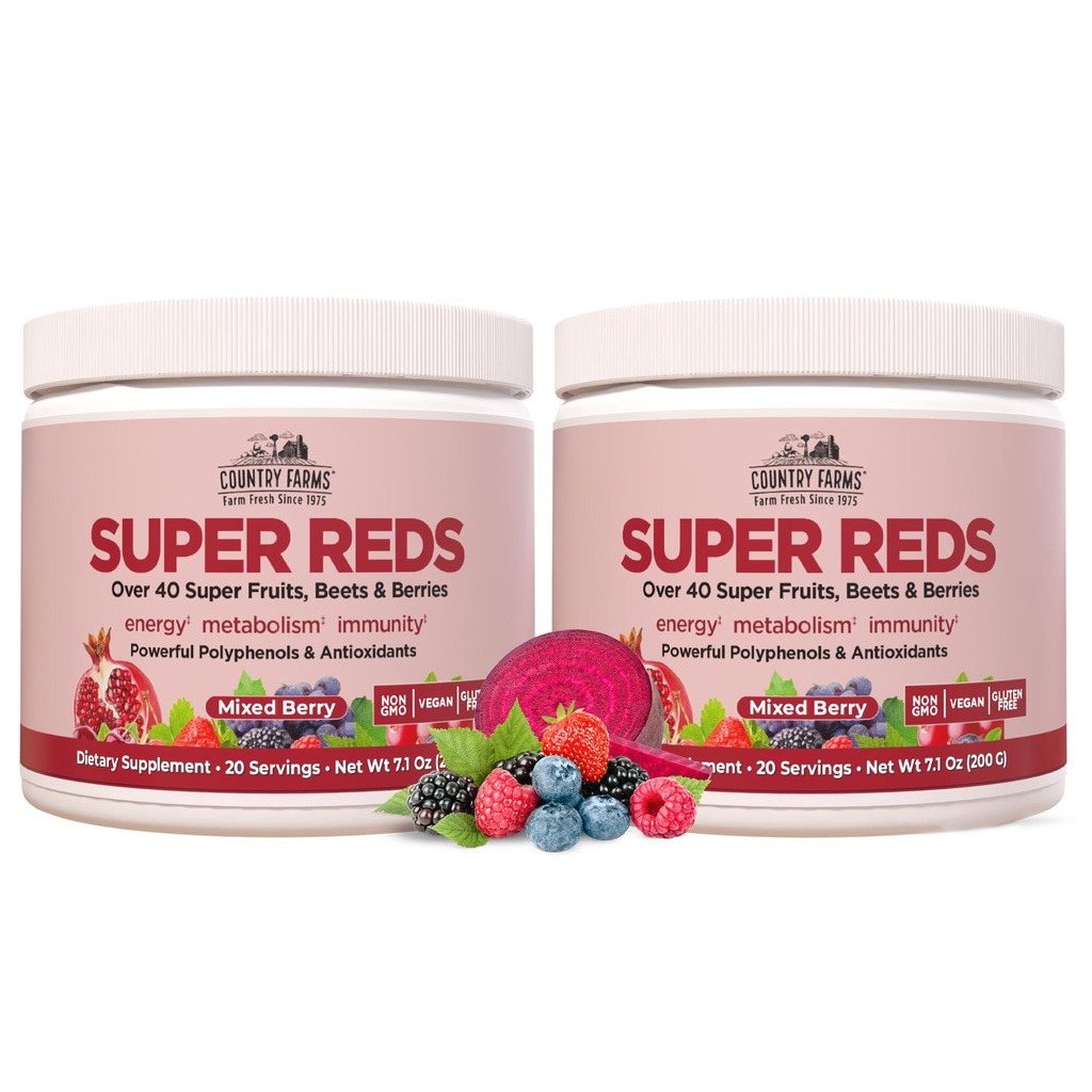 DRŽAVA FARMS Super rdeče, Energiziranje polifenol superhrana, več kot 40 Super sadje in jagode, Močni antioksidanti in polifenoli, Podpira energijo, Podpira kroženje, 40 Serving, Mešana Berry