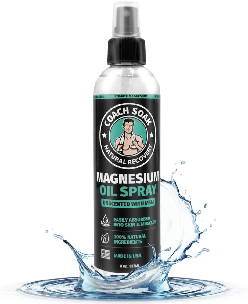 Trener Namakanje Magnezijevo olje Spray z MSM - 8oz, ekstra Magnezijev klorid Jakost, 100% Pure Topical Spray za noge in telo, Neoporečna - Izdelano v ZDA