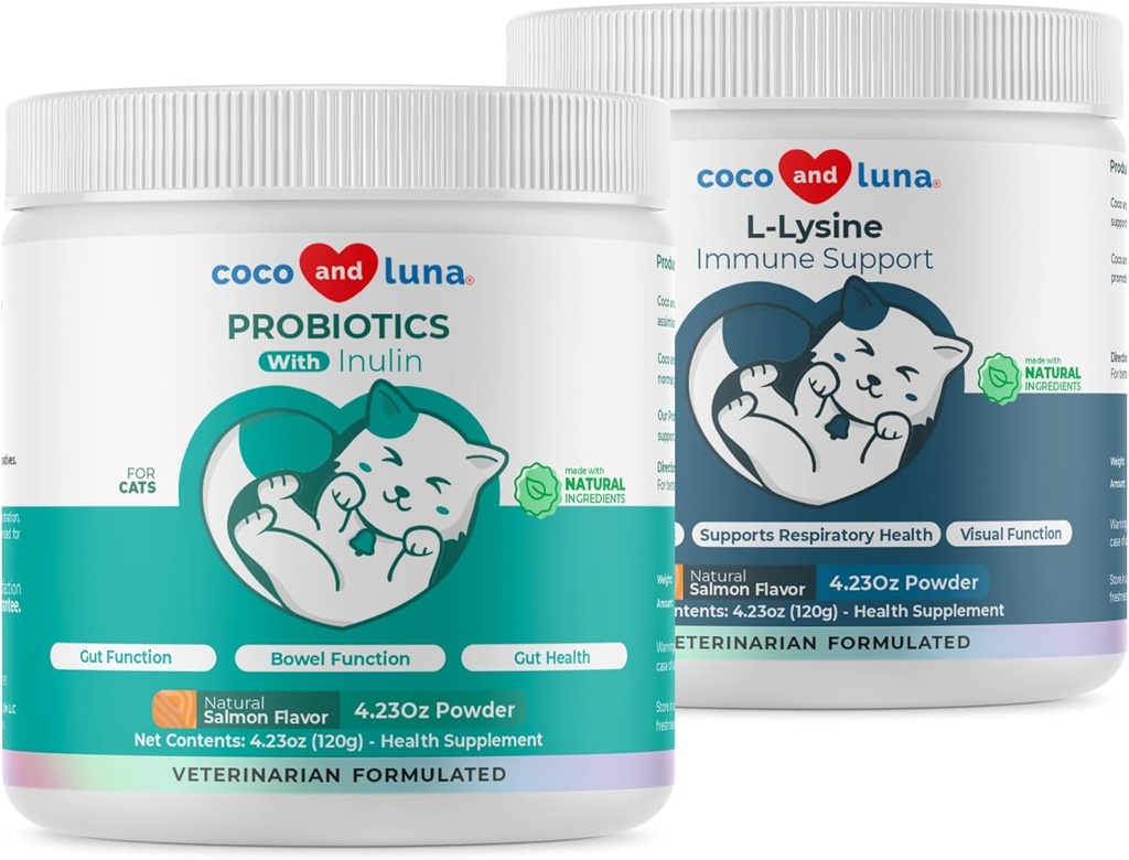 Lizin + probiotiki & Prebiotiki za mačke - Imunska podpora, Očesna funkcija, Bowel Funkcija & Gut zdravje.