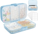 FYY tedenske tablete Organizator z nalepkami,8 Kompartmenti Travel Daily Pill Primer Airteight Vlažne velike tablete Škatla za zadrževanje vitaminov, ribje olje, dodatki,Cotton swab in pasovi-modra