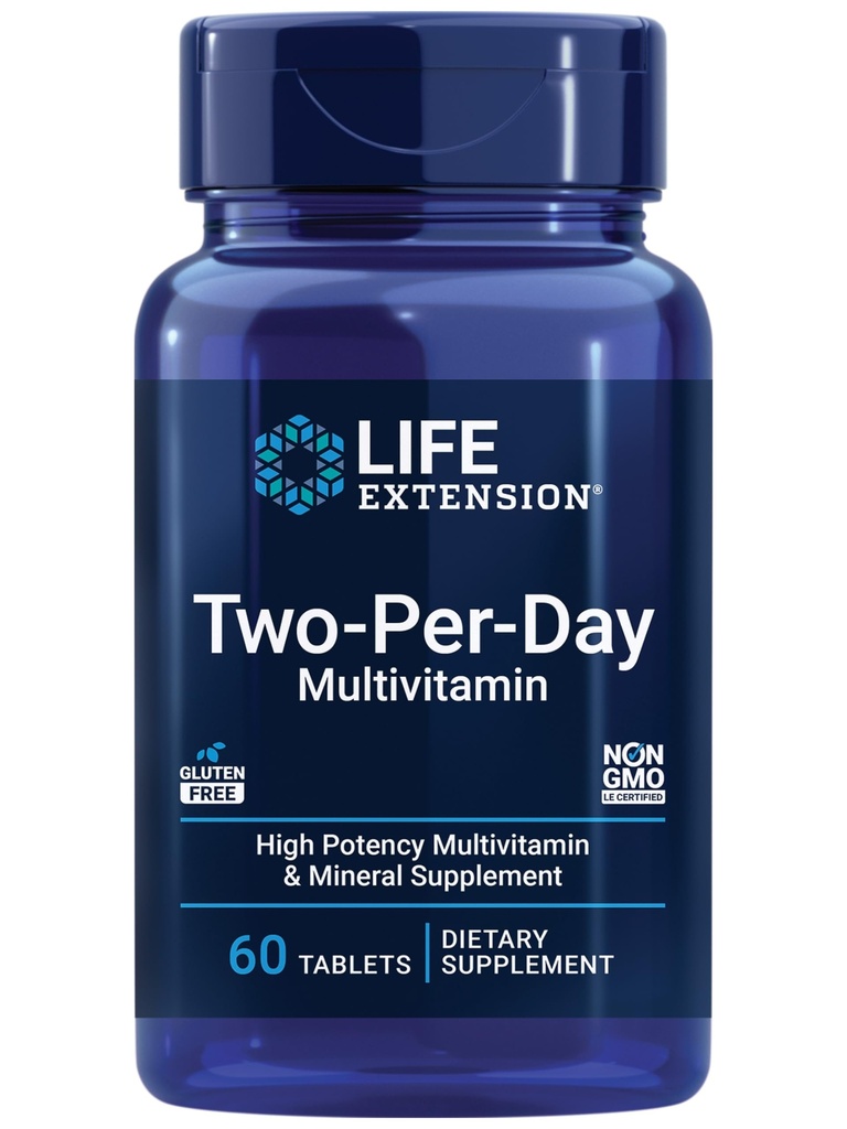 Life Extension Two-per-Day multivitamin – Dnevni odmerek vitaminov in mineralov za moške in ženske – popolni Esencialni vitamin dodatek za energijo, zdravje – Gluten-free – Non-GMO – 60 tablet