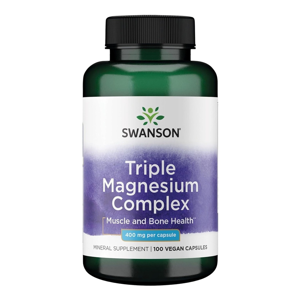 Swanson Triple Magnezij Complex - 100 kapsul, 400mg vsak