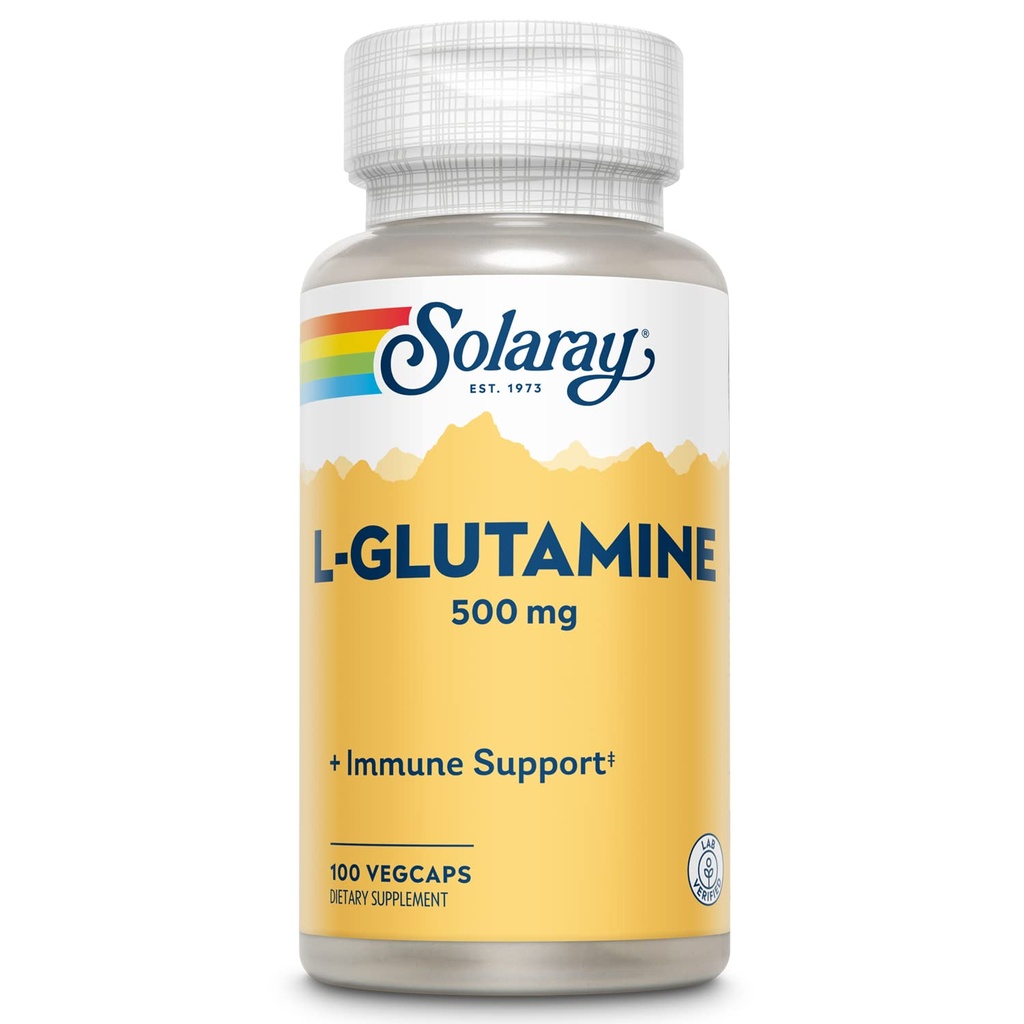 Solarnay L Glutamine kapsule 500 mg - Imunska podpora - Prosta aminokislina - Laboratorij preverjen, 60-dnevni denar nazaj garancije - 100 Serving, 100 VegCaps