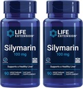 Life Extension Silymarin – izvleček iz Milk Thistle – podpira zdravje jeter – Gluten-free, Non-GMO, Vegetarian – Dvojno pakiranje – 2 x 90 kapsul