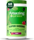 Neverjetna travna zelena mešanica superhrana: Super zeleni v prahu Smoothie Mix with Spirulina, Klorella, Pese Root Powder, Prebavne Enzymes & Probiotics, Berry, 60 Serving (Packageing maj Vary)