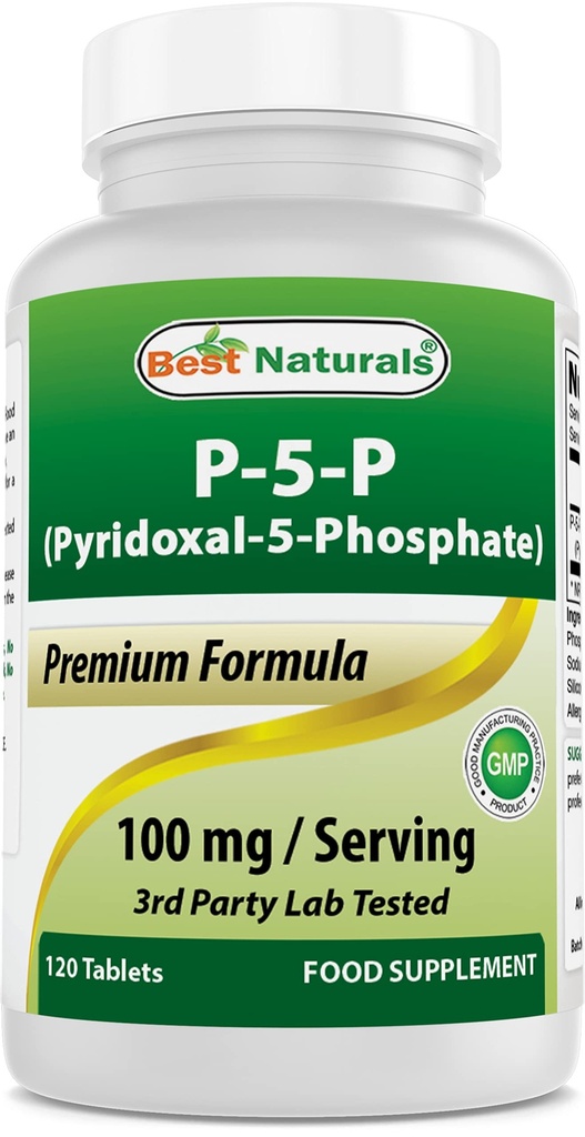 Najboljši naravni P5P Vitamin B6 (Piridoksal 5 Fosfat) 100 mg/Serving - 120 tablet - aktivna oblika vitamina B6.