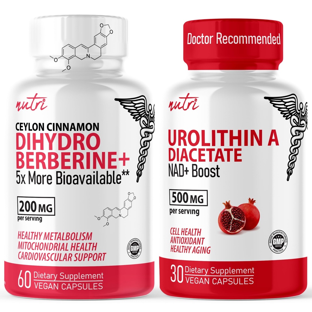 Naravne fuzije Nutri dihidroberbererin (60 kapsul) & urolitin Diacetat 500mg energijski obnovitveni dodatek