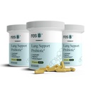 Resbiotic resB Lung Support Probiotic Supplement - Lung Health Supplement za kadilce, Gut Health, Imunska podpora, Oskrba dihal, Sveti Bazilij, Kurkurja, Klinično preizkušen - 180 Kapsule (3 steklenice)