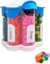 Ekstra velike tablete Organizator vsak dan, Tedensko, Mesečna dopolnila steklenica, Cute Blossom tablete Dispenser s 7 XL predelki, Enostaven odprt tablete škatla za vitamine, zdravila, nalepke vključeni (modra)