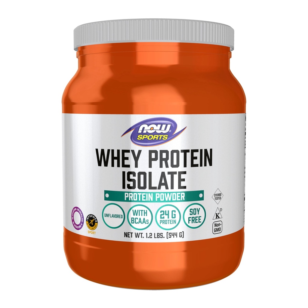 NOW Foods Športna prehrana, izolat sirotkinih beljakovin, 25 g z BCAA, nearomatiziranim praškom, 1,2-gram