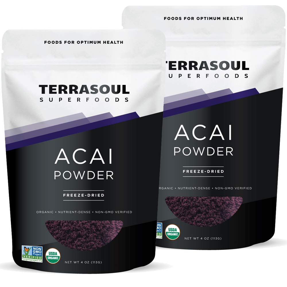 Terrasoul Superfoods Organic Acai Berry Powder, 4 Oz (paket z 2), Zmrznjena za svežost, Omega maščobe Boost za Smoothie Bowls, in Antioksidant-Packed Superfoods Recepti