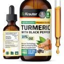 BIO KRAUTER Kurkuma dodatek Tinktura - 1200 mg Kurkumin s črno papriko ekstrakt - alkohol in sladkor brez - Veganske kapljice 2 Fl.Oz.