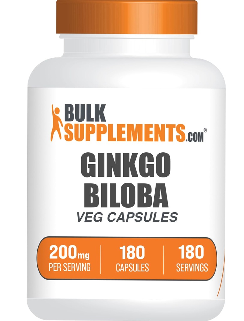BulkSupplements.comginkgo Biloba Extract kapsule - Ginkgo Biloba Izvira iz listov, Zeliščni dodatek - Vegan, 1 Kapsule na serviranje, 180 Število (Pack po 1)
