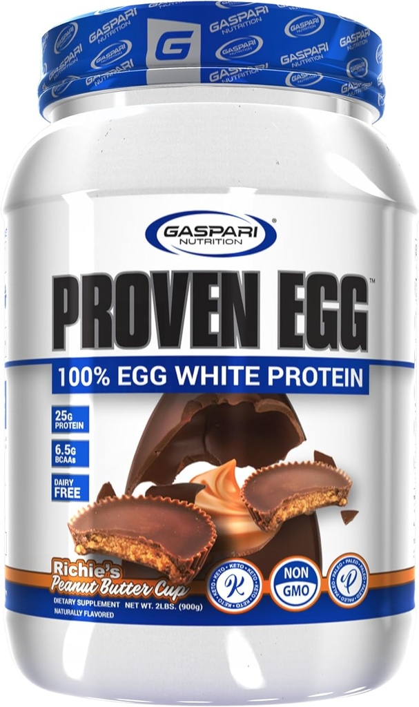 Gaspari Nutrition Provans Jajca, 100% Beljakovine, 25g Beljakovine, Keto prijazno, Mleko in laktoza, Brez soje (2 lbs, Peanut Butter Cup)