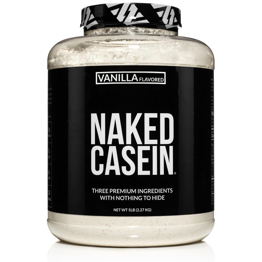 NAKED Casein - Vanilla Micellar Casein Protein - 5 Pound razsutem stanju, GSO-free, Gluten-free, Soy-free, Conservative-free - Spodbujanje rasti mišic - Izboljšati okrevanje - 61 Servisi
