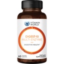 Vitamin World Digest-13 Multi-Enzyme, 1010mg Prebavne encime Mešanica z amilase, Bromelain, Papain & Lipaza za prebavo in absorpcijo, Prebavne encime za napihnjenost in plin, 60 Kapleti